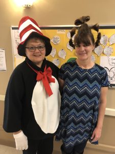 Pictured: Kasia, Life Enrichment Director, and Barb, Activities Aide, dress the part and spread happiness, just like they do every day here.